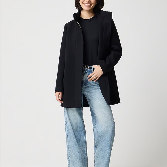 J. Crew Factory Jackets & Blazers - NWT J. Crew Factory Petite City Coat with Button Neck Size 6P Black
